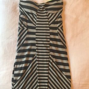 Grey striped mini dress
